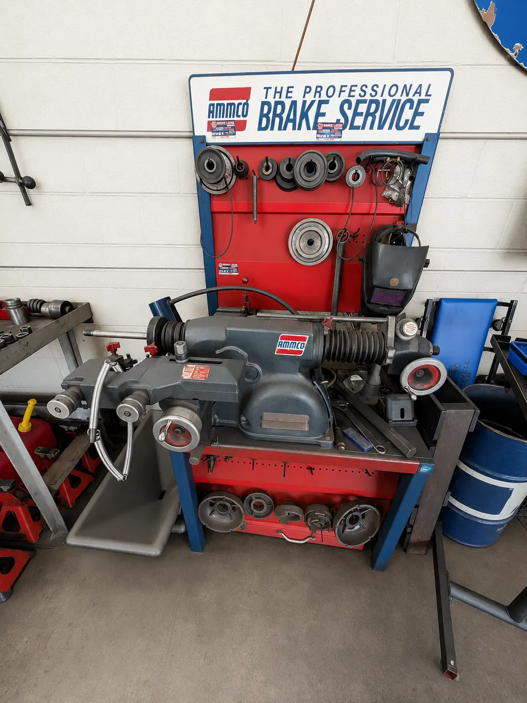 Brake lathe used for rotor resurfacing at HB Auto & AC